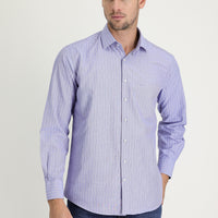 Medium Navy Long Sleeve Classic Patterned Cotton Easy-Iron Shirt