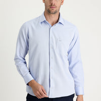 Light Blue Long Sleeve Classic Patterned Cotton Easy-Iron Shirt