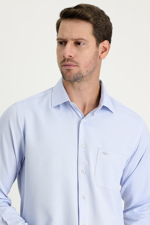 Light Blue Long Sleeve Classic Patterned Cotton Easy-Iron Shirt