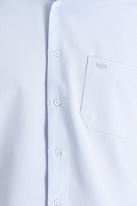 Light Blue Long Sleeve Classic Patterned Cotton Easy-Iron Shirt
