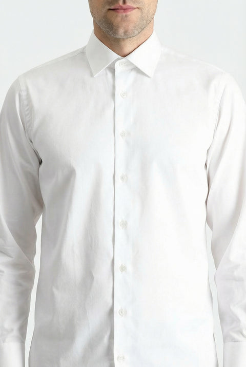 White Long Sleeve Classic Nano Care Water Repellent Stain Resistant 4 Seasons Cotton Shirt