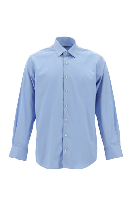 Light Blue Long Sleeve Classic Nano Care Water Repellent Stain Resistant 4 Seasons Cotton Shirt