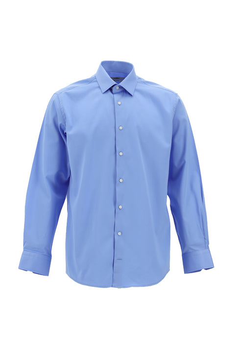 Dark Blue Long Sleeve Classic Nano Care Water Repellent Stain Resistant 4 Seasons Cotton Shirt