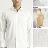 White Long Sleeve Classic Nano Care Water Repellent Stain Resistant 4 Seasons Cotton Shirt