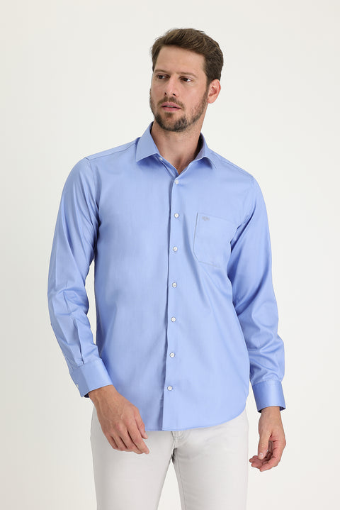 Light Blue Long Sleeve Non-Iron Classic Cotton Shirt