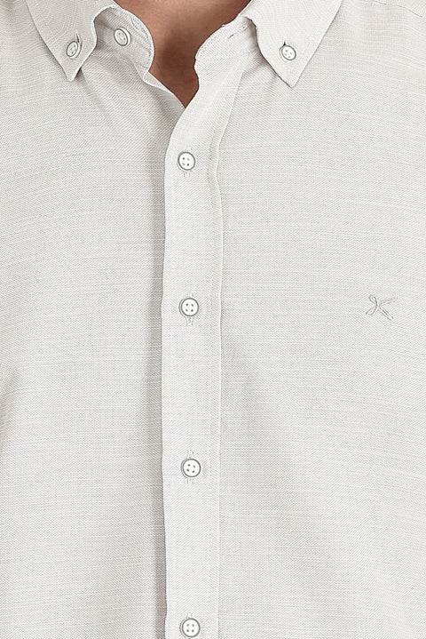 Light Beige Long Sleeve Relaxed Fit Linen-Look Shirt