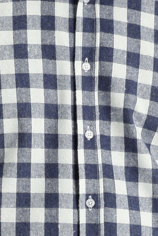  Orta Lacivert Uzun Kol Relaxed Fit Rahat Kesim Oversize Ekose Pamuk Gömlek