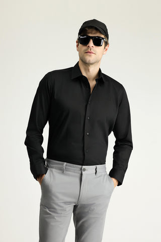  Siyah Uzun Kol Slim Fit Dar Kesim Klasik Nano Care Su İtici Leke Tutmaz 4 Mevsim Pamuk Gömlek