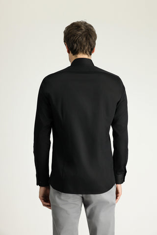  Siyah Uzun Kol Slim Fit Dar Kesim Klasik Nano Care Su İtici Leke Tutmaz 4 Mevsim Pamuk Gömlek