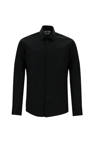  Siyah Uzun Kol Slim Fit Dar Kesim Klasik Nano Care Su İtici Leke Tutmaz 4 Mevsim Pamuk Gömlek