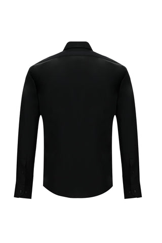  Siyah Uzun Kol Slim Fit Dar Kesim Klasik Nano Care Su İtici Leke Tutmaz 4 Mevsim Pamuk Gömlek