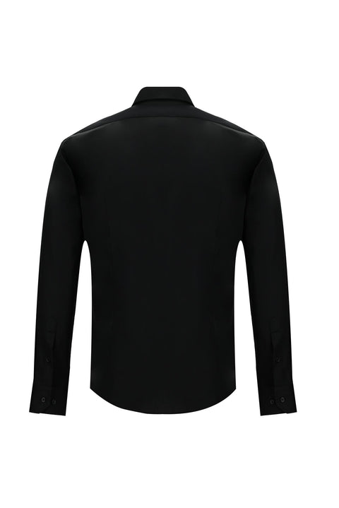 Black Long Sleeve Slim Fit Classic Nano Care Water Repellent Stain Resistant 4 Seasons Cotton Shirt