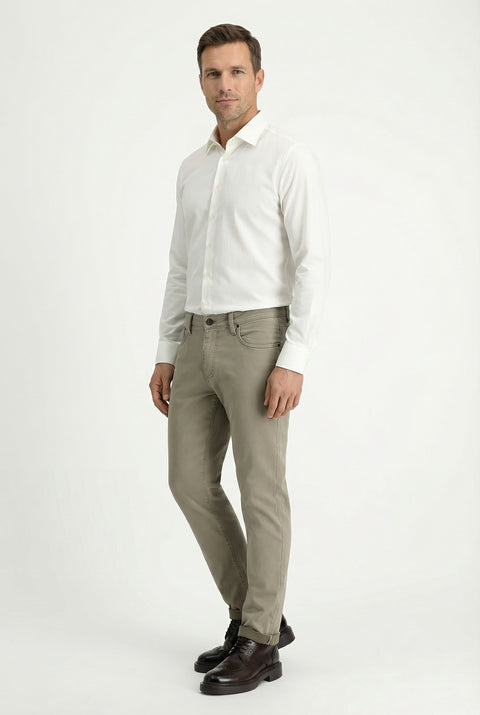White Long Sleeve Slim Fit Classic Nano Care Water Repellent Stain Resistant 4 Seasons Cotton Shirt