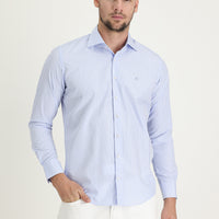 Light Blue Long Sleeve Slim Fit Classic Striped Shirt