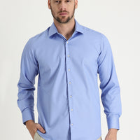 Aqua Blue Long Sleeve Non-Iron Classic Cotton Shirt