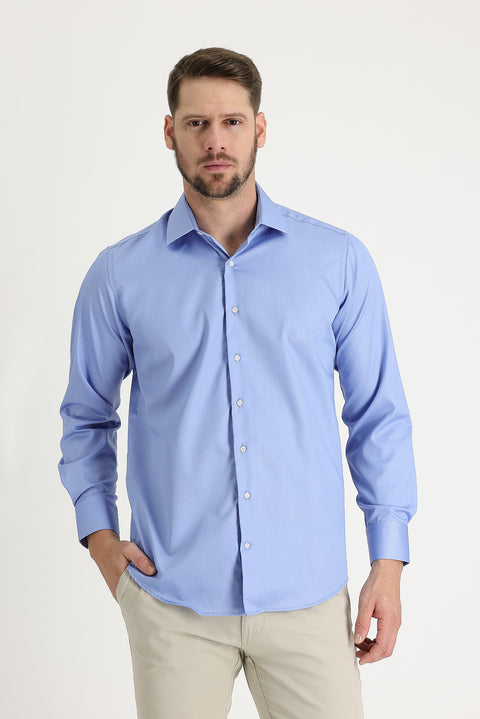 Aqua Blue Long Sleeve Non-Iron Classic Cotton Shirt