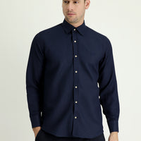 Black Navy Long Sleeve Regular Fit Shirt