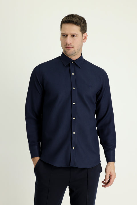 Black Navy Long Sleeve Regular Fit Shirt