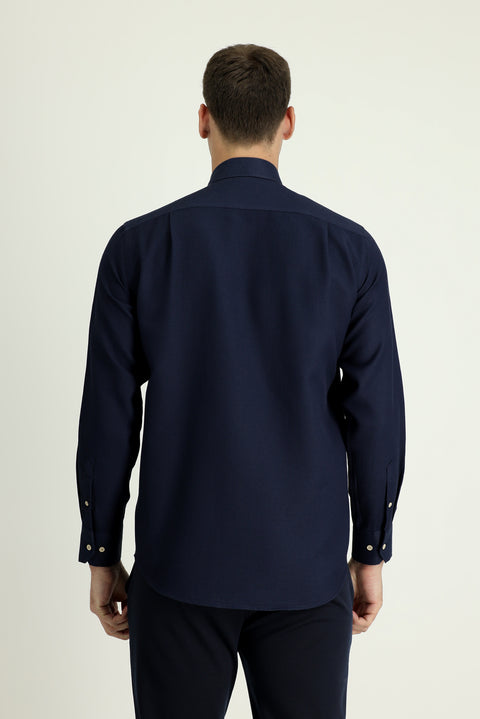 Black Navy Long Sleeve Regular Fit Shirt