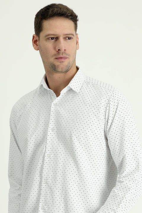 Black Long Sleeve Regular Fit Patterned Shirt