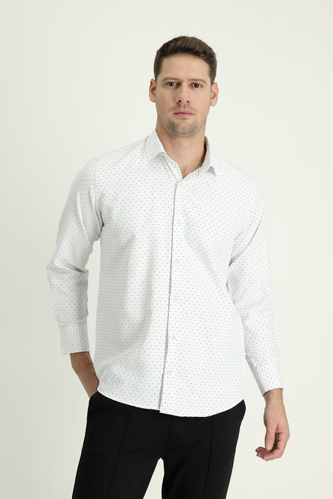 Black Long Sleeve Regular Fit Patterned Shirt