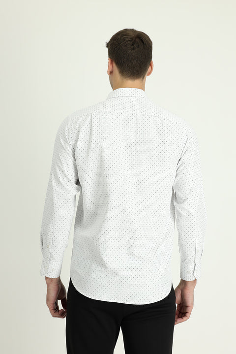 Black Long Sleeve Regular Fit Patterned Shirt
