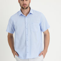 Light Blue Short Sleeve Regular Fit Patterned Shirt