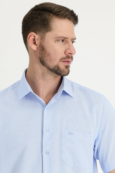 Light Blue Short Sleeve Regular Fit Patterned Shirt