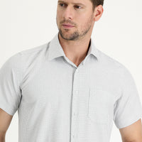 Medium Grey Short Sleeve Regular Fit Patterned Shirt