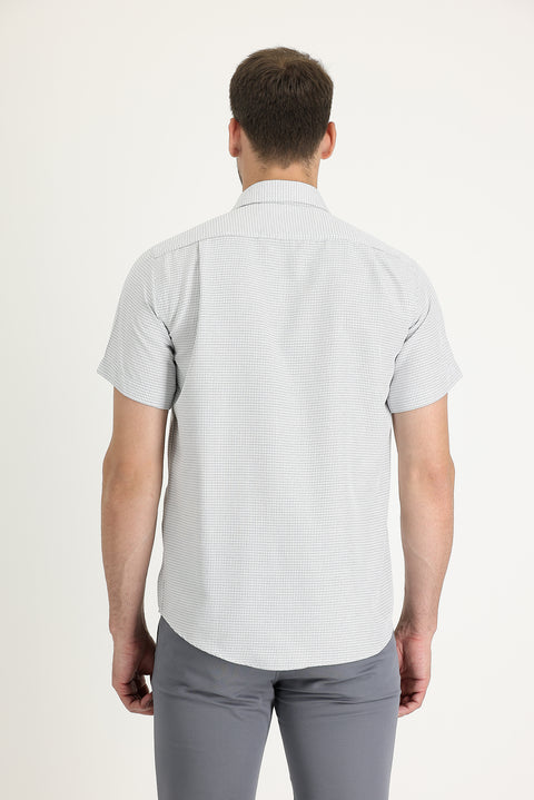 Medium Grey Short Sleeve Regular Fit Patterned Shirt