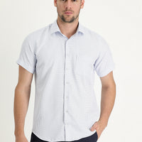 Light Blue Short Sleeve Regular Fit Patterned Shirt