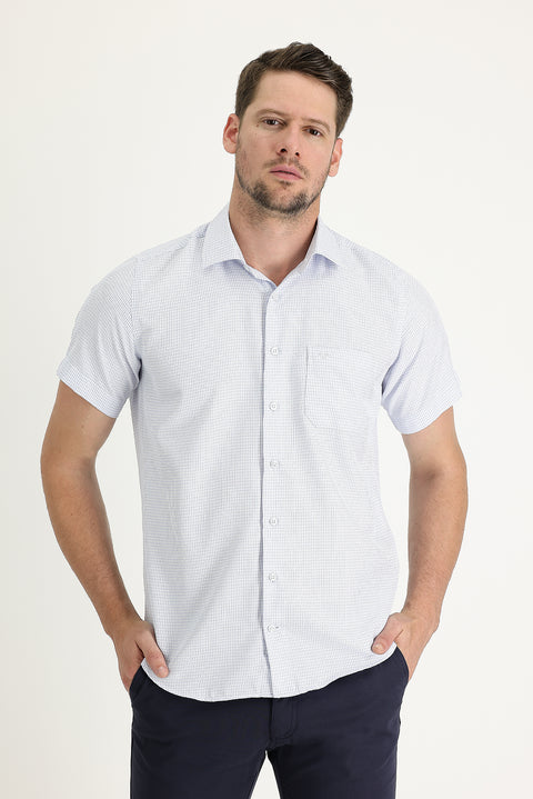 Light Blue Short Sleeve Regular Fit Patterned Shirt