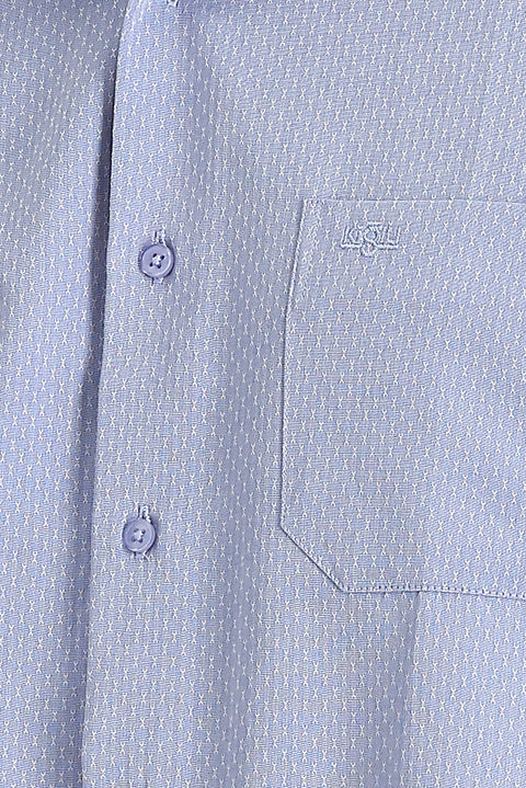 Light Blue Short Sleeve Regular Fit Patterned Cotton Shirt