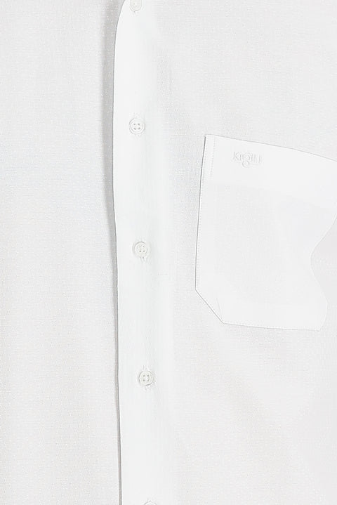 White Short-Sleeve Regular Fit Patterned Shirt