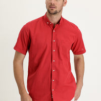 Flag Red Short Sleeve Regular Fit Cotton Shirt
