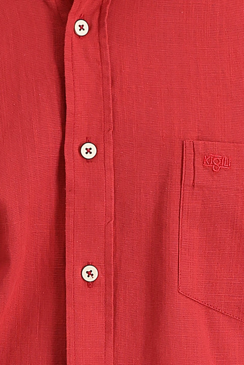 Flag Red Short Sleeve Regular Fit Cotton Shirt