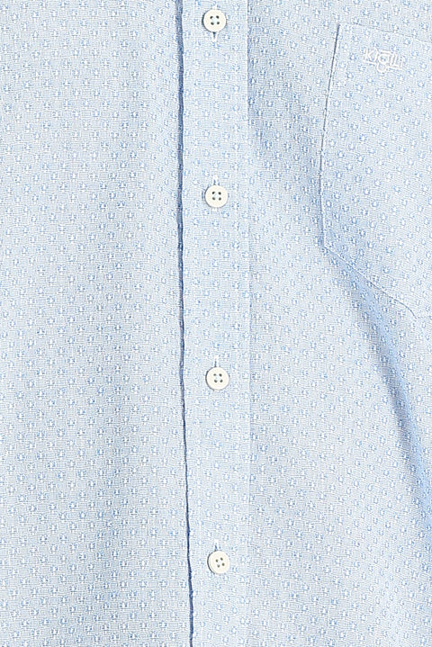Aqua Blue Short Sleeve Regular Fit Patterned Shirt
