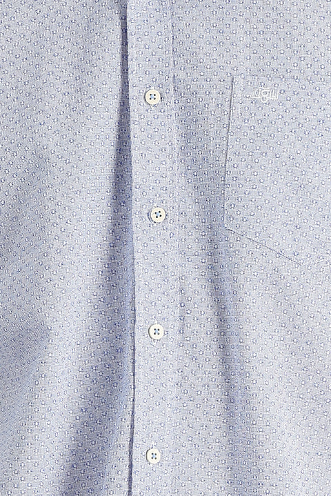 Navy Blue Short Sleeve Regular Fit Patterned Cotton Shirt
