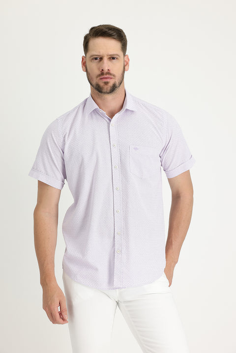 Lilac Short Sleeve Regular Fit Patterned Shirt