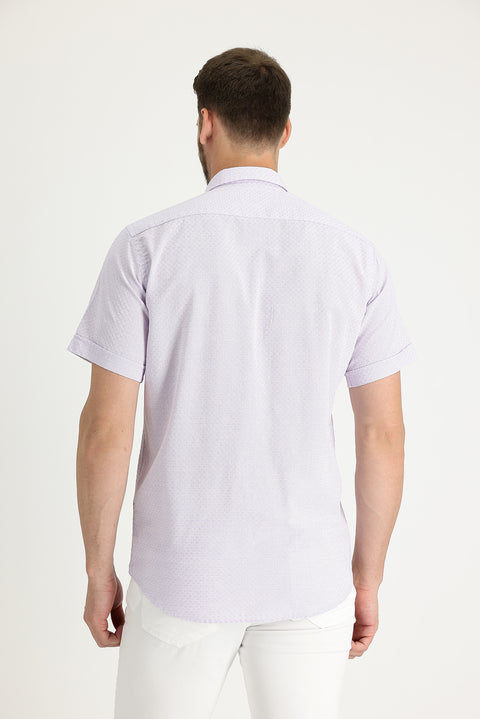 Lilac Short Sleeve Regular Fit Patterned Shirt