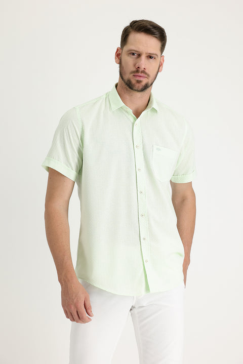 Mint Green Short Sleeve Regular Fit Patterned Shirt
