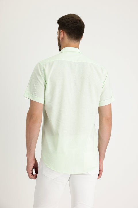 Mint Green Short Sleeve Regular Fit Patterned Shirt