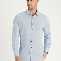 Light Blue Long Sleeve Slim Fit Patterned Cotton Shirt