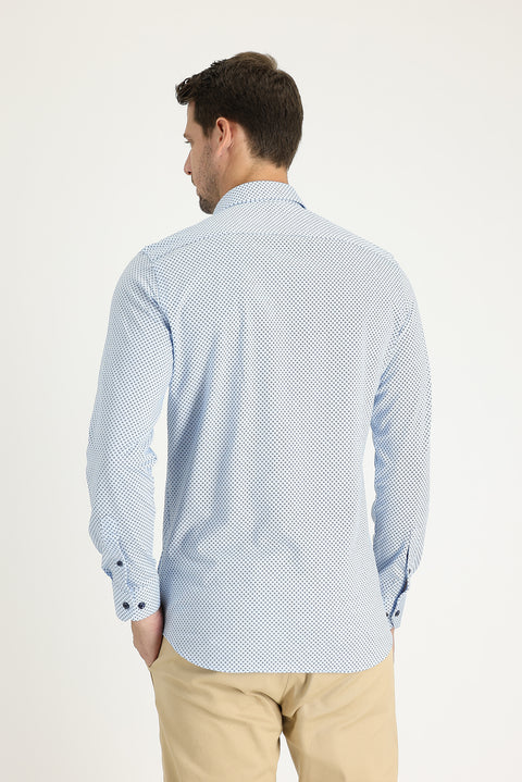 Light Blue Long Sleeve Slim Fit Patterned Cotton Shirt