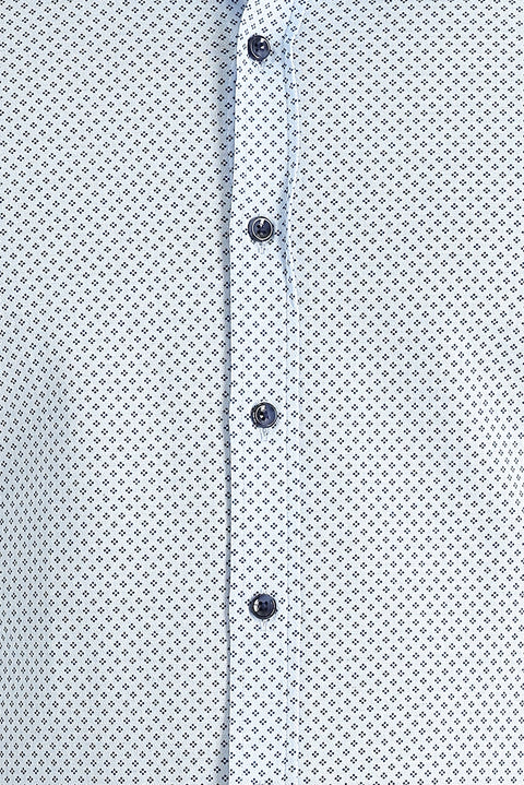 Light Blue Long Sleeve Slim Fit Patterned Cotton Shirt