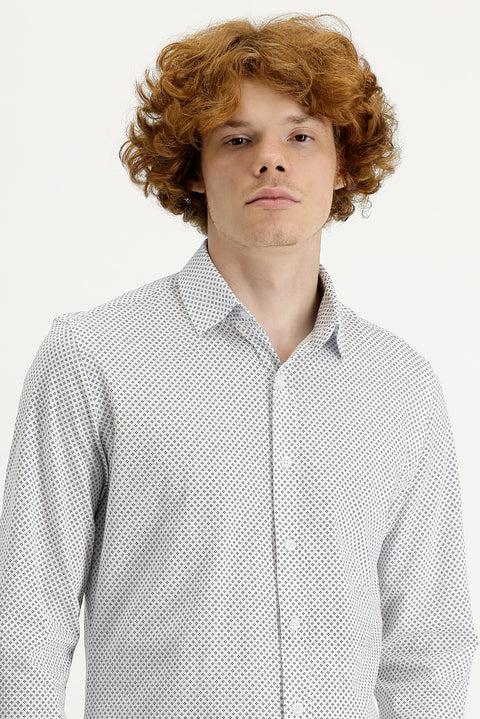 White Long Sleeve Slim Fit Narrow Cut Cotton Shirt