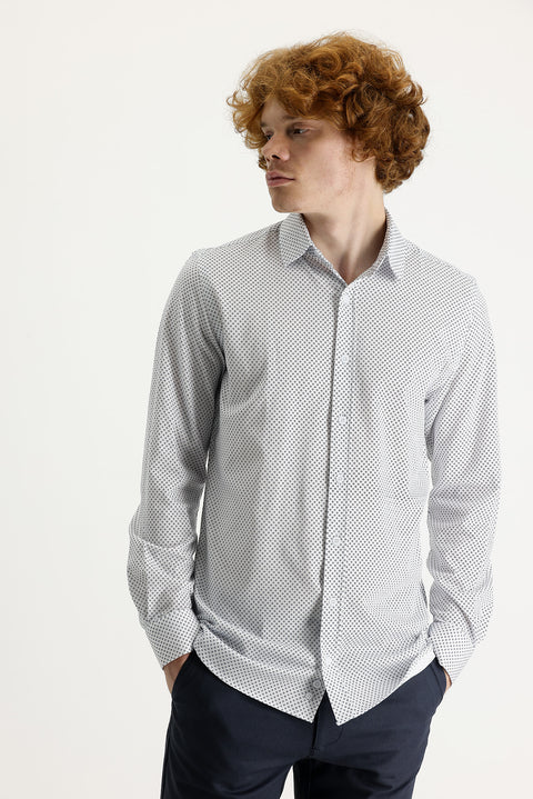White Long Sleeve Slim Fit Narrow Cut Cotton Shirt
