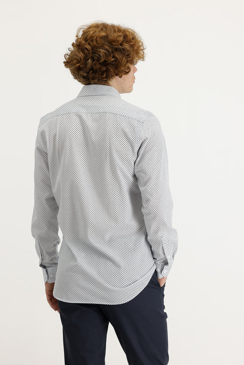 White Long Sleeve Slim Fit Narrow Cut Cotton Shirt