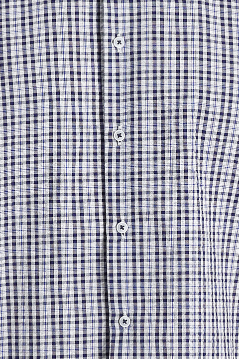 Dark Navy Short Sleeve Regular Fit Plaid Shirt