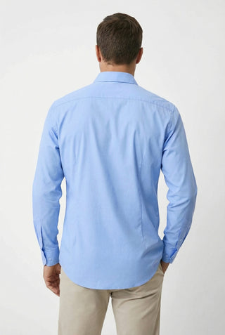  Açık Mavi Uzun Kol Slim Fit Dar Kesim Klasik Nano Care Su İtici Leke Tutmaz 4 Mevsim Pamuk Gömlek